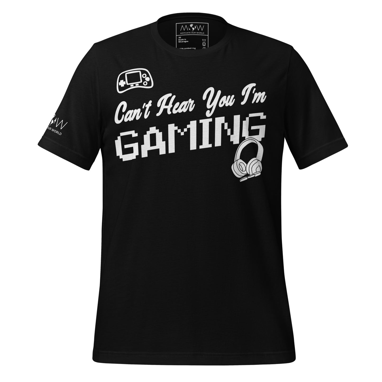 Can't Hear You I'm Gaming - Minimalist Pixel Black Motivational Men's T-Shirt