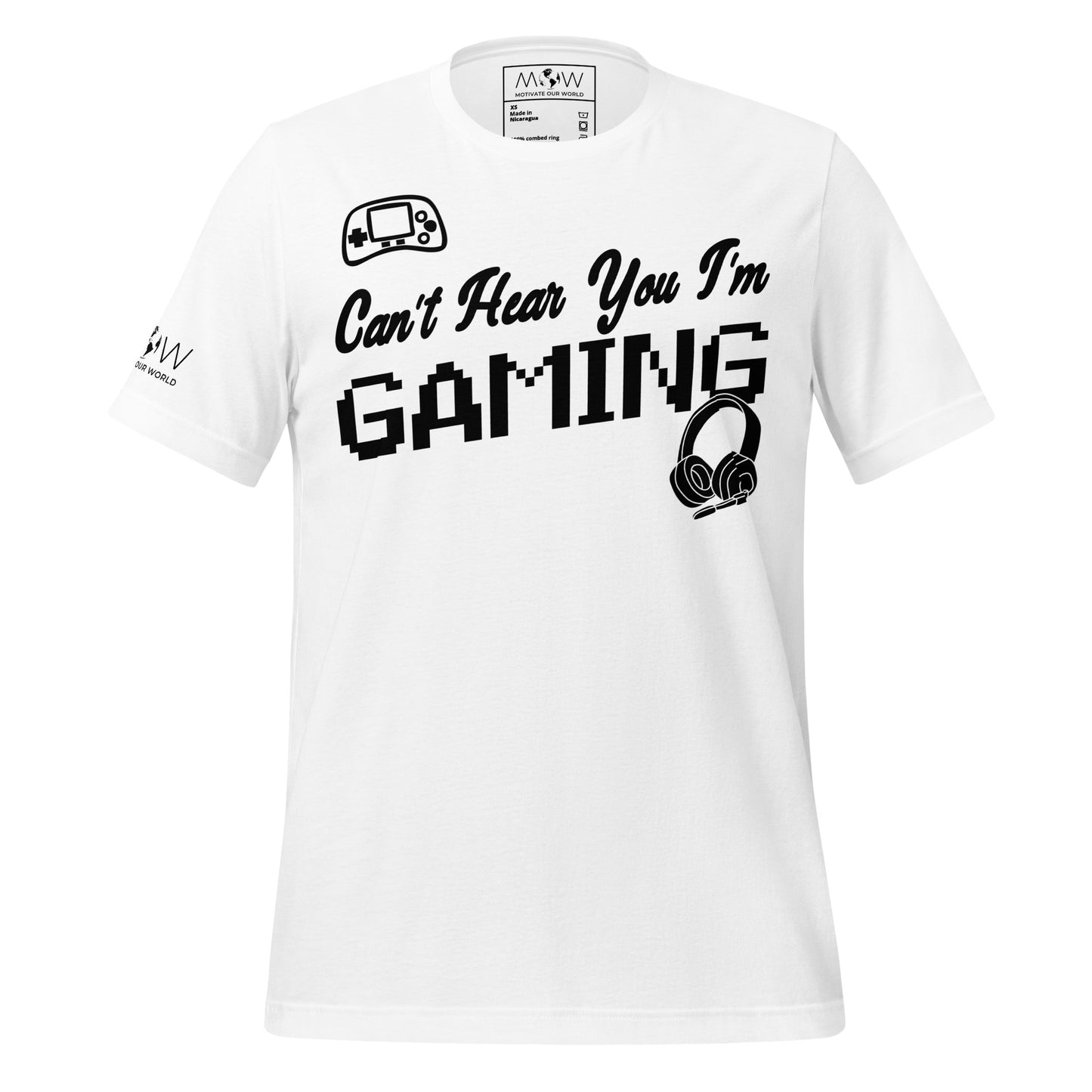 Can't Hear You I'm Gaming - Minimalist Pixel White Motivational Men's T-Shirt