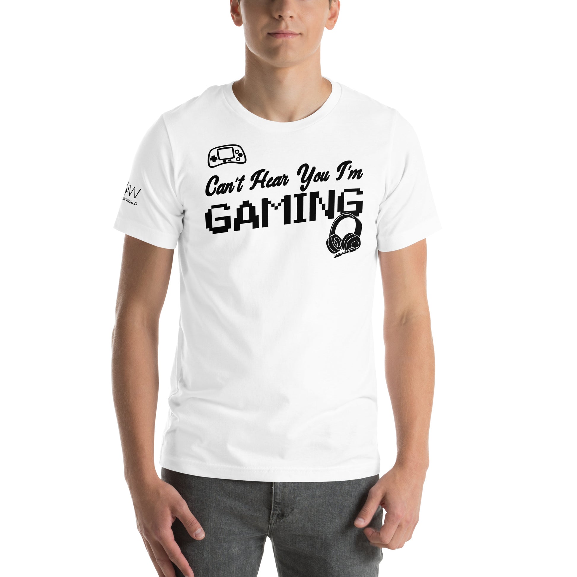 Can't Hear You I'm Gaming - Minimalist Pixel White Motivational Men's T-Shirt