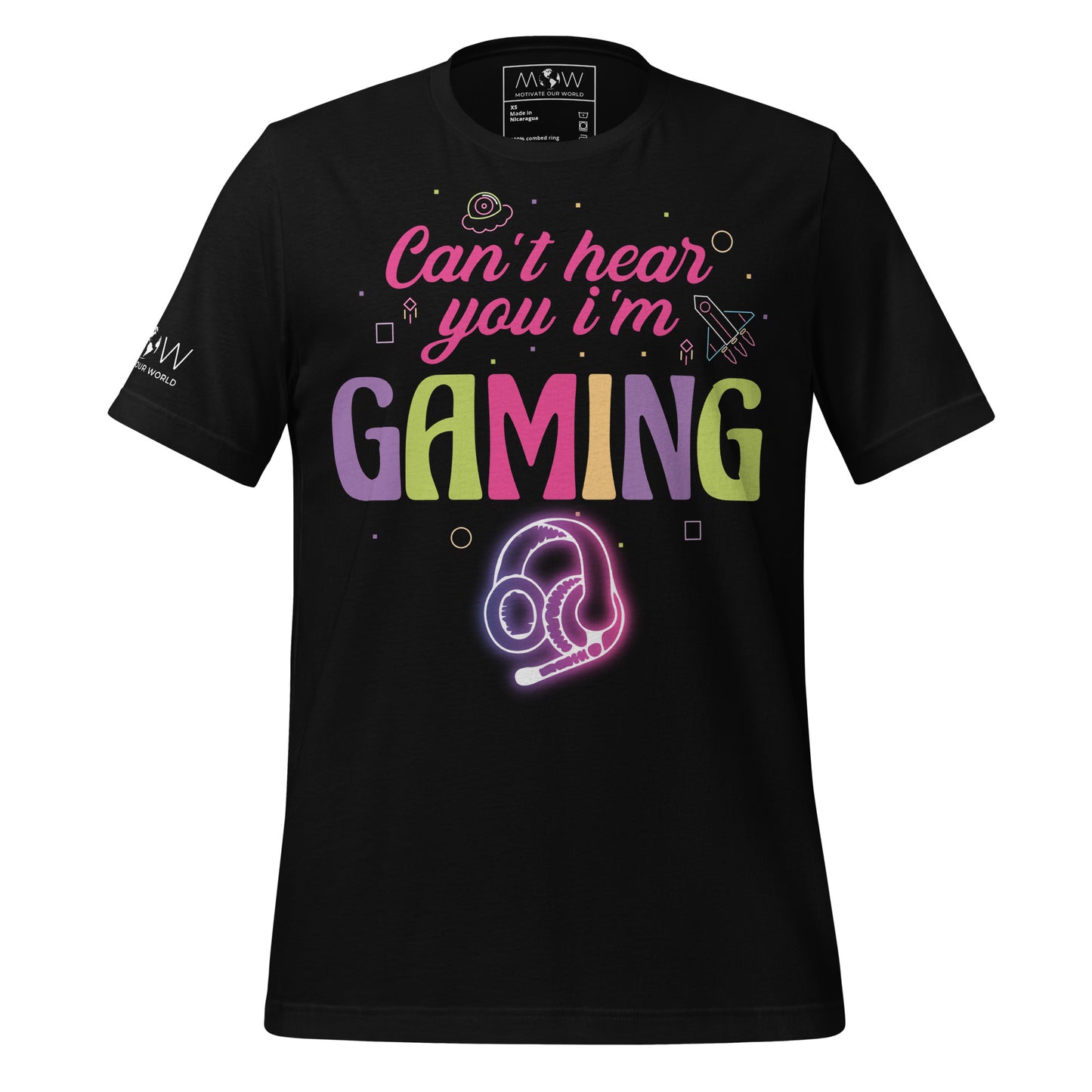"Can't Hear You I'm Gaming" Black Motivational Men's T-Shirt