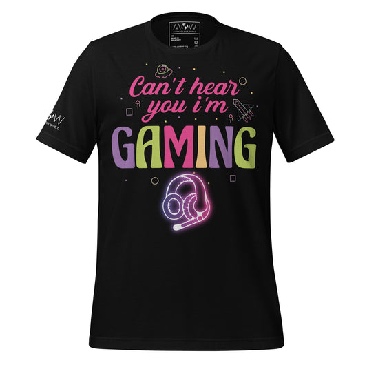 "Can't Hear You I'm Gaming" Black Motivational Men's T-Shirt