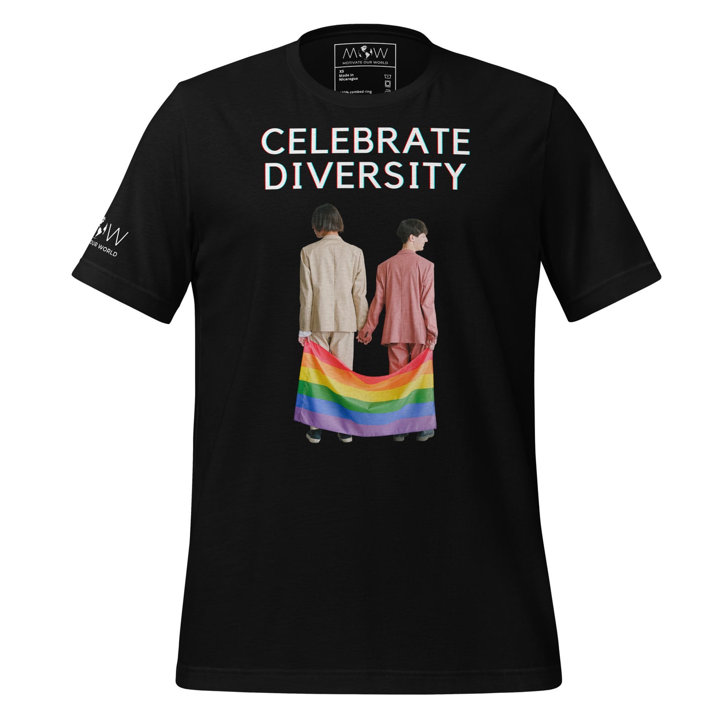 Celebrate Diversity Pride Flag Black Motivational Men's T-Shirt