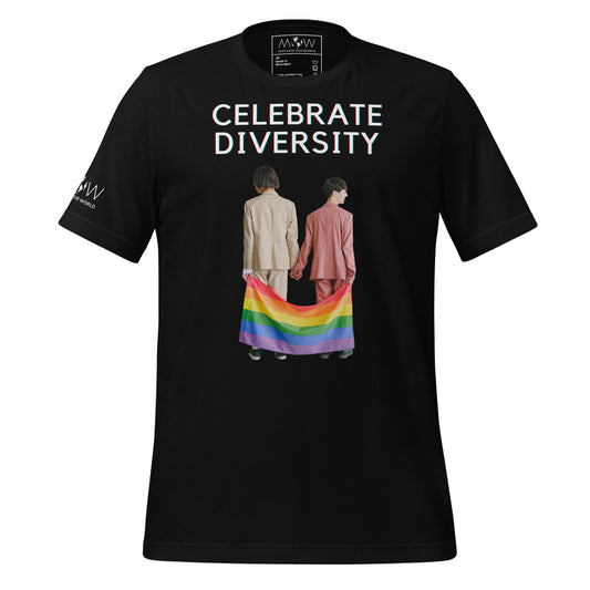 Celebrate Diversity Pride Flag Black Motivational Men's T-Shirt