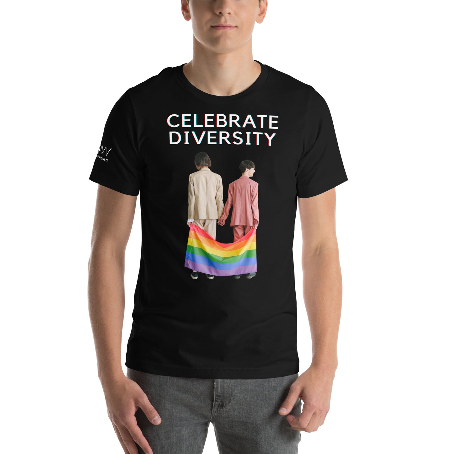 Celebrate Diversity Pride Flag Black Motivational Men's T-Shirt