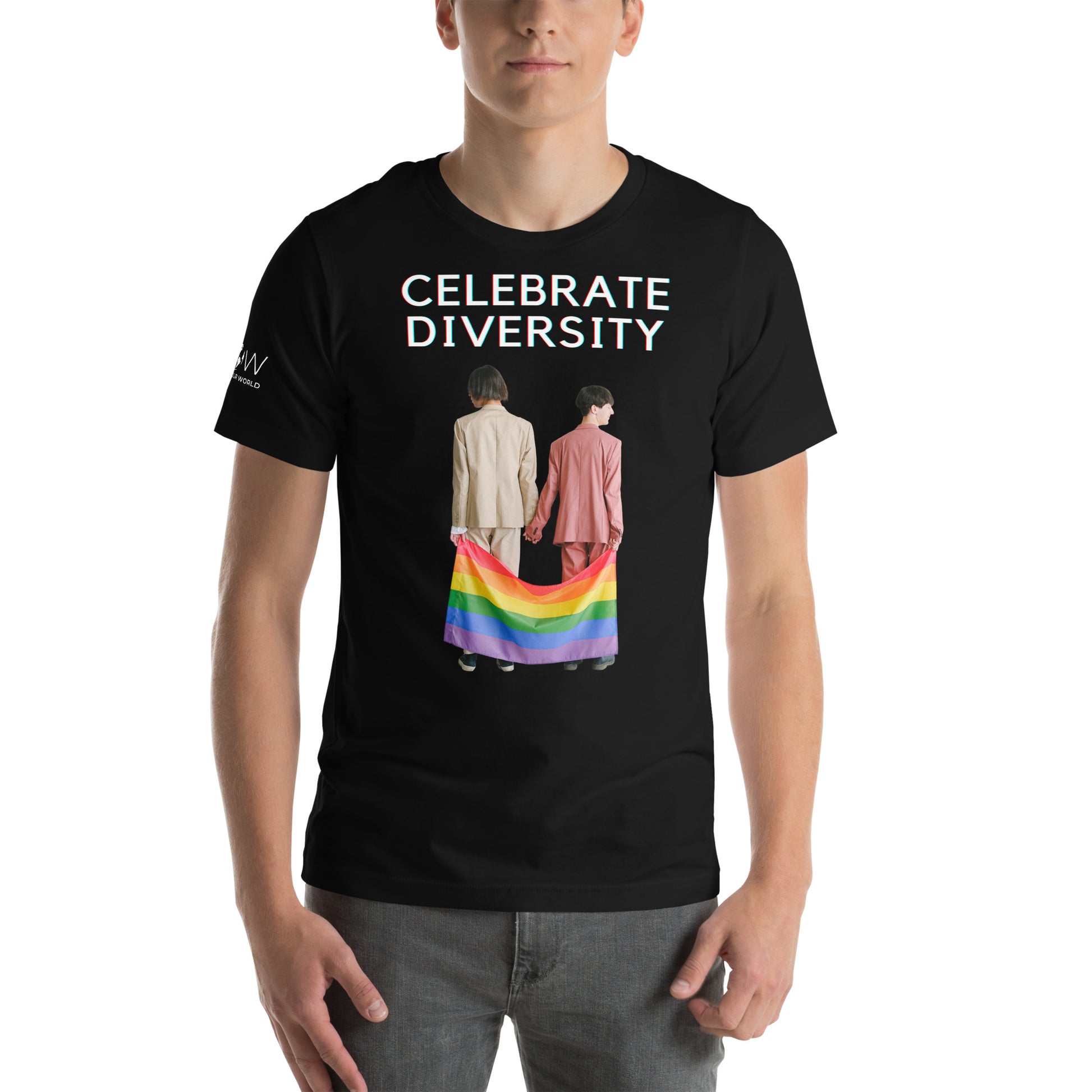 Celebrate Diversity Pride Flag Black Motivational Men's T-Shirt