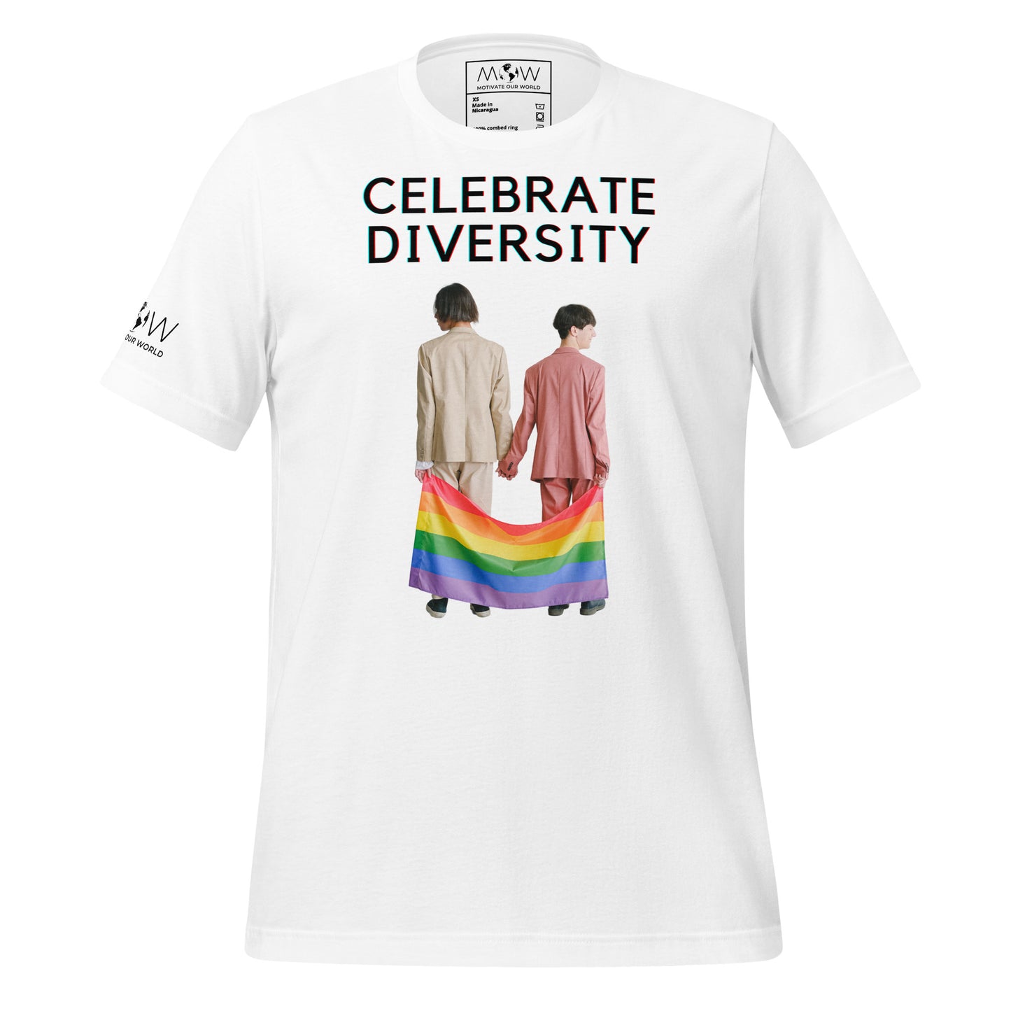 Celebrate Diversity Pride Flag White Motivational Men's T-Shirt