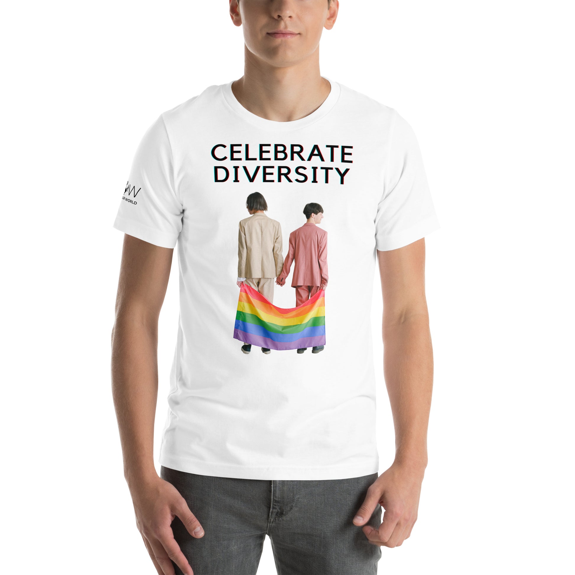 Celebrate Diversity Pride Flag White Motivational Men's T-Shirt