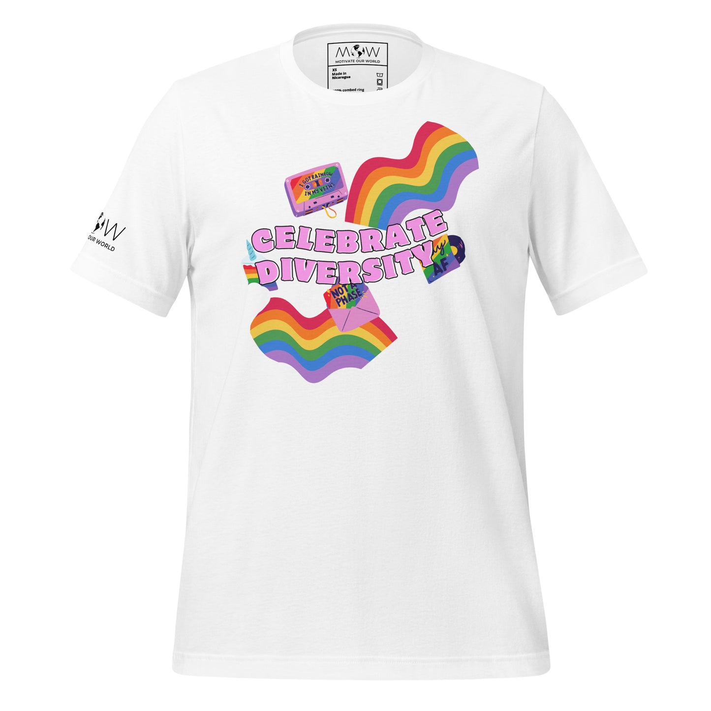 Celebrate Diversity Rainbow White Motivational Men's T-Shirt