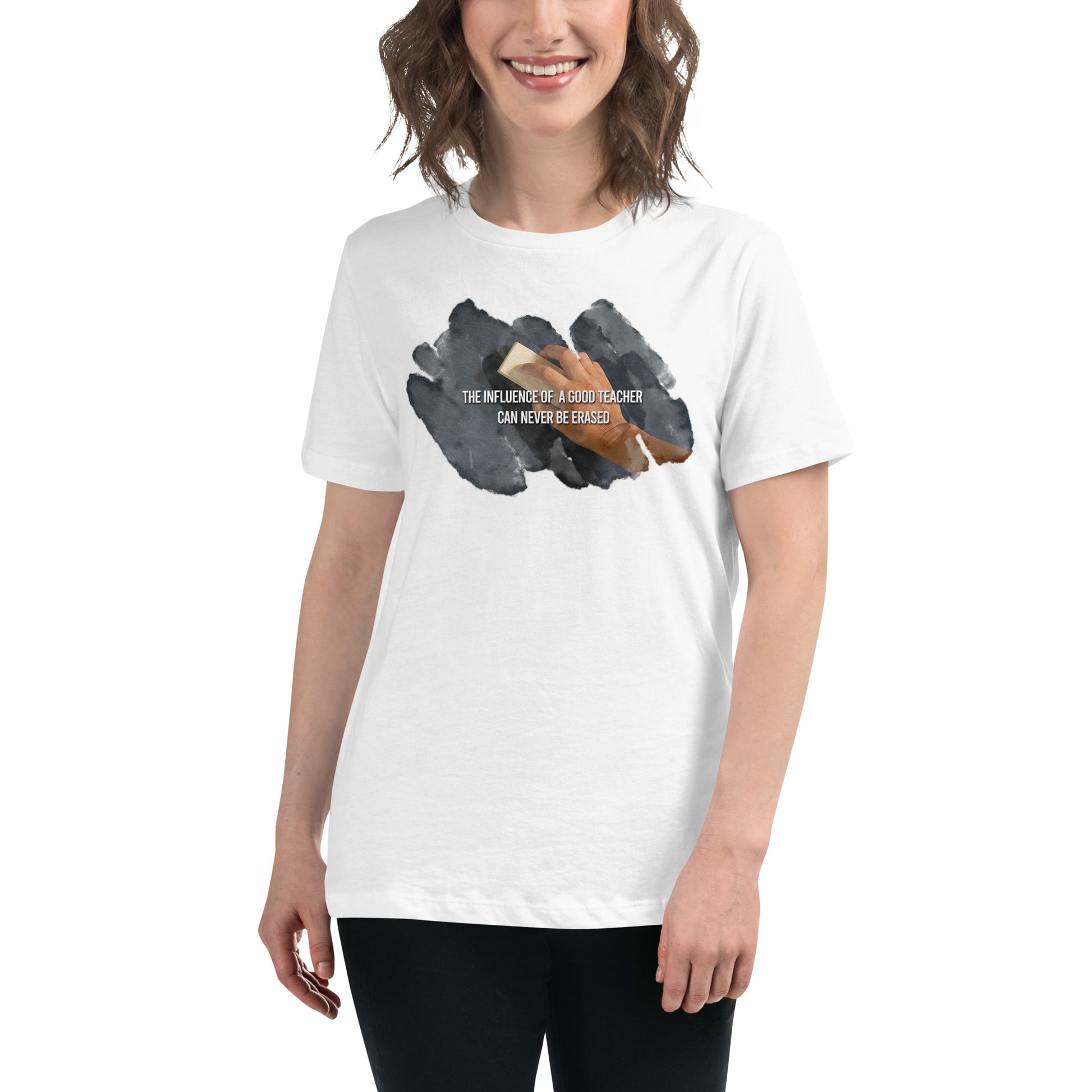 Chalkboard Teacher's Legacy White Motivational Women’s T-Shirt Lifestyle