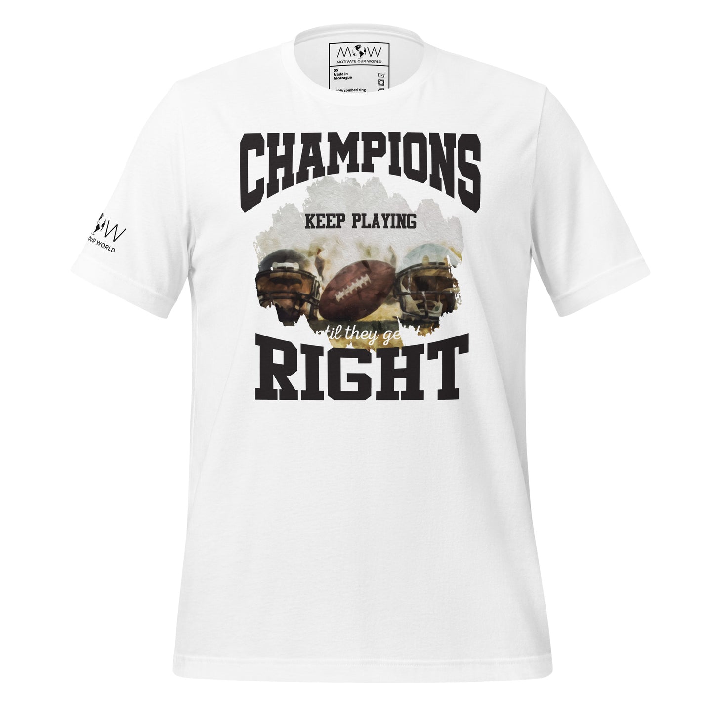 Champions Keep Playing Football Men's Motivational White T-Shirt