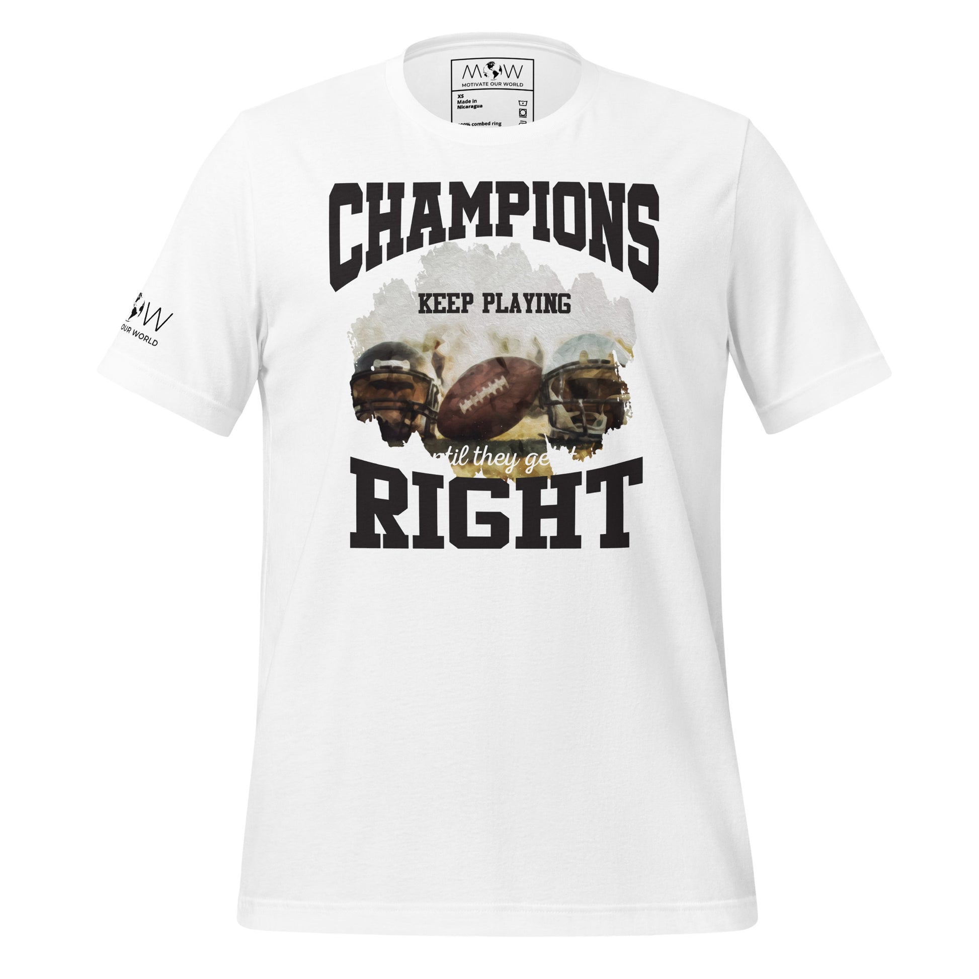 Champions Keep Playing Football Men's Motivational White T-Shirt