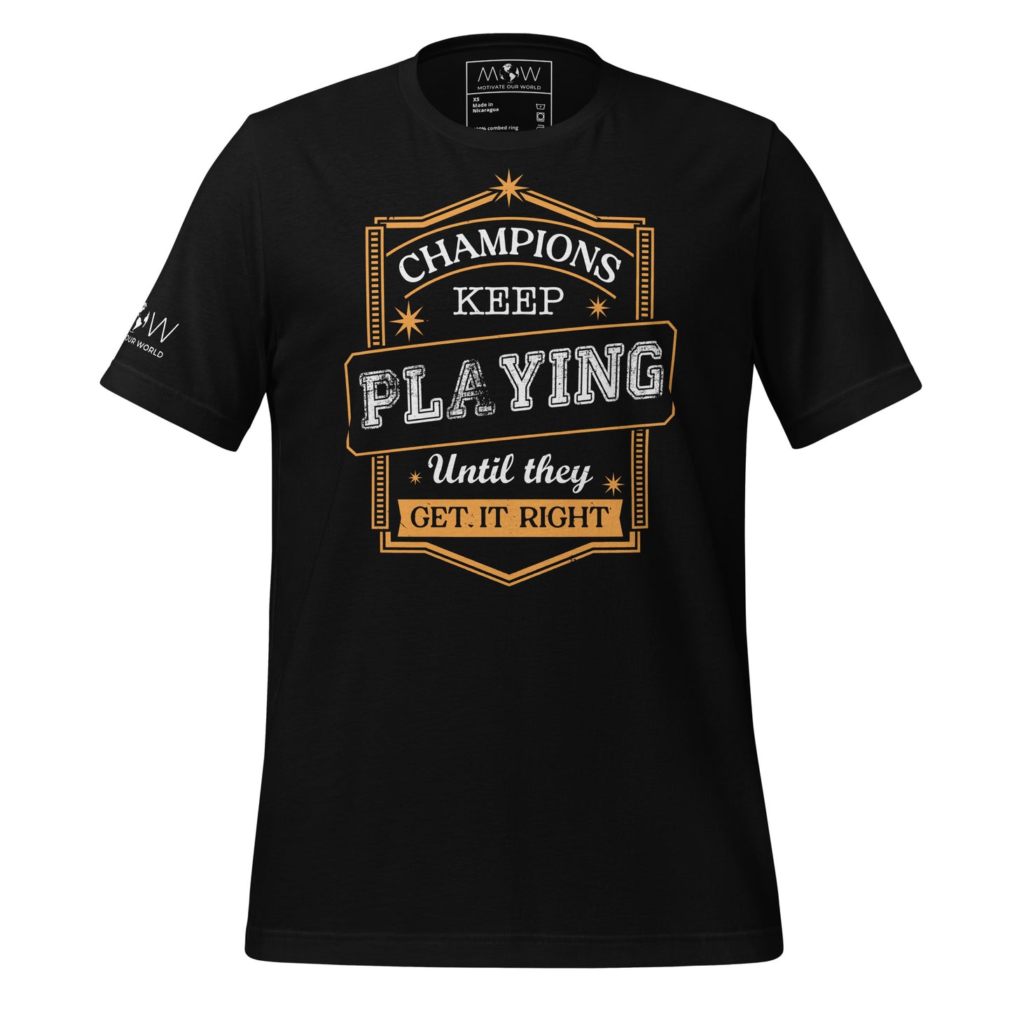 Champions Keep Playing Men's Motivational Black T-Shirt