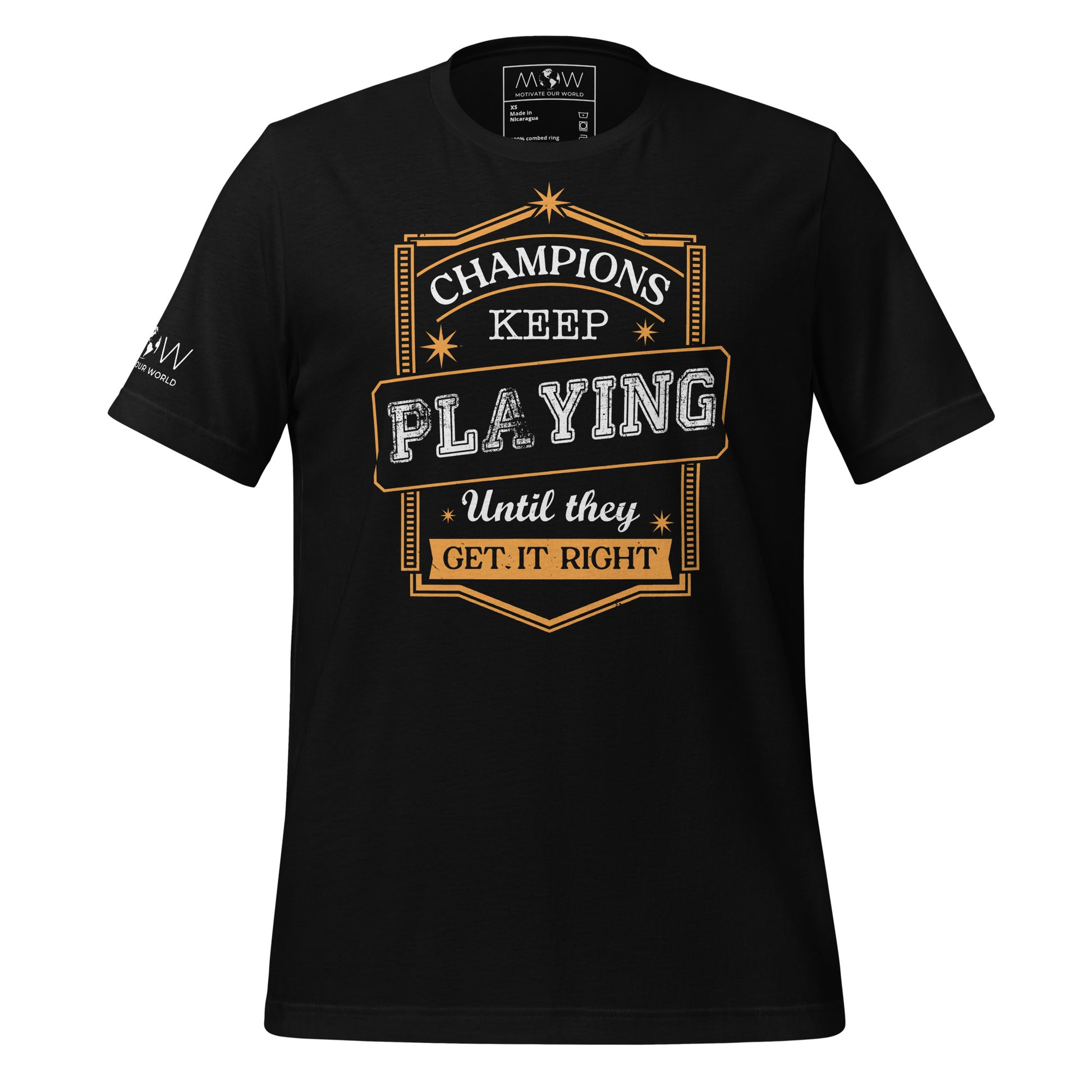 Champions Keep Playing Men's Motivational Black T-Shirt
