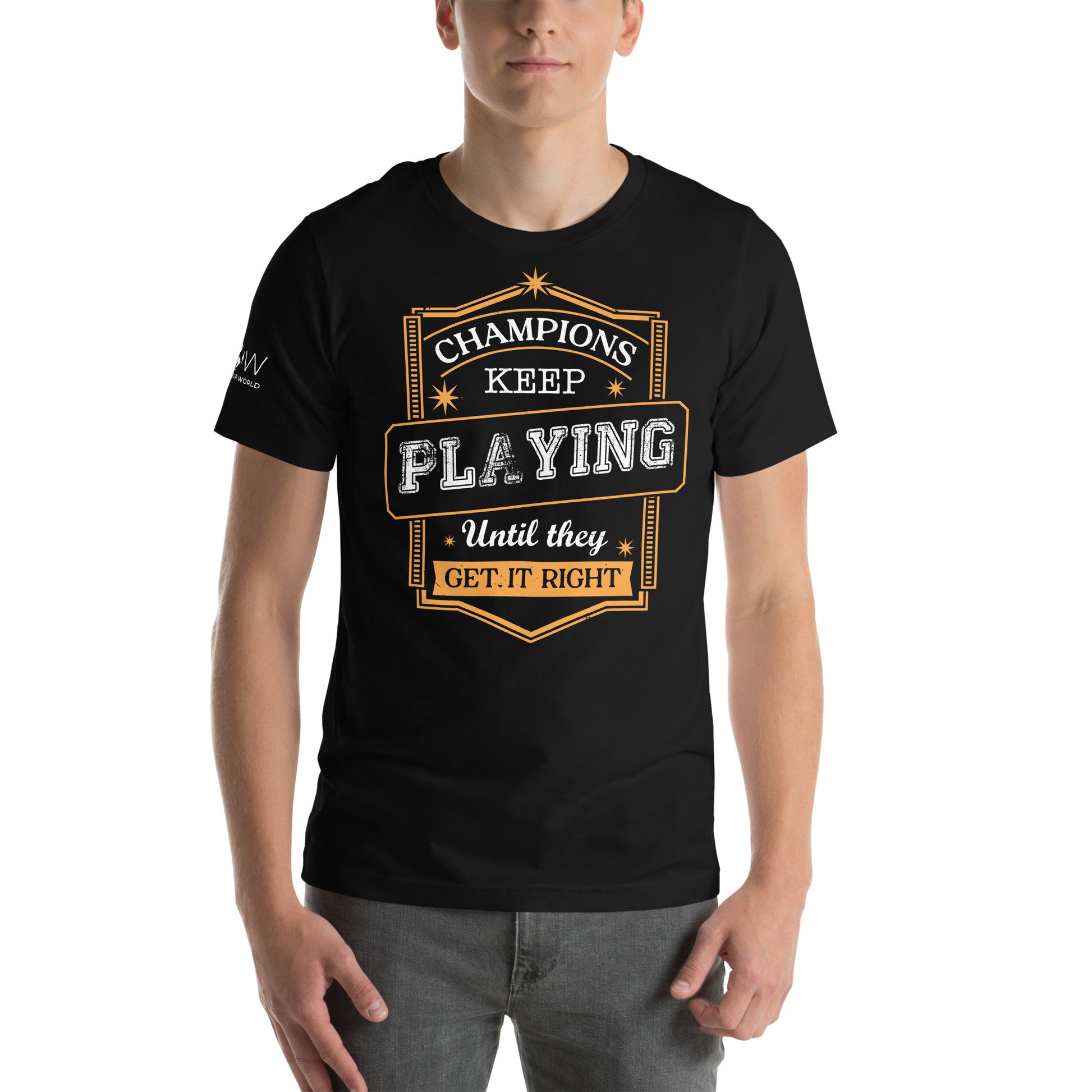 Champions Keep Playing Men's Motivational Black T-Shirt