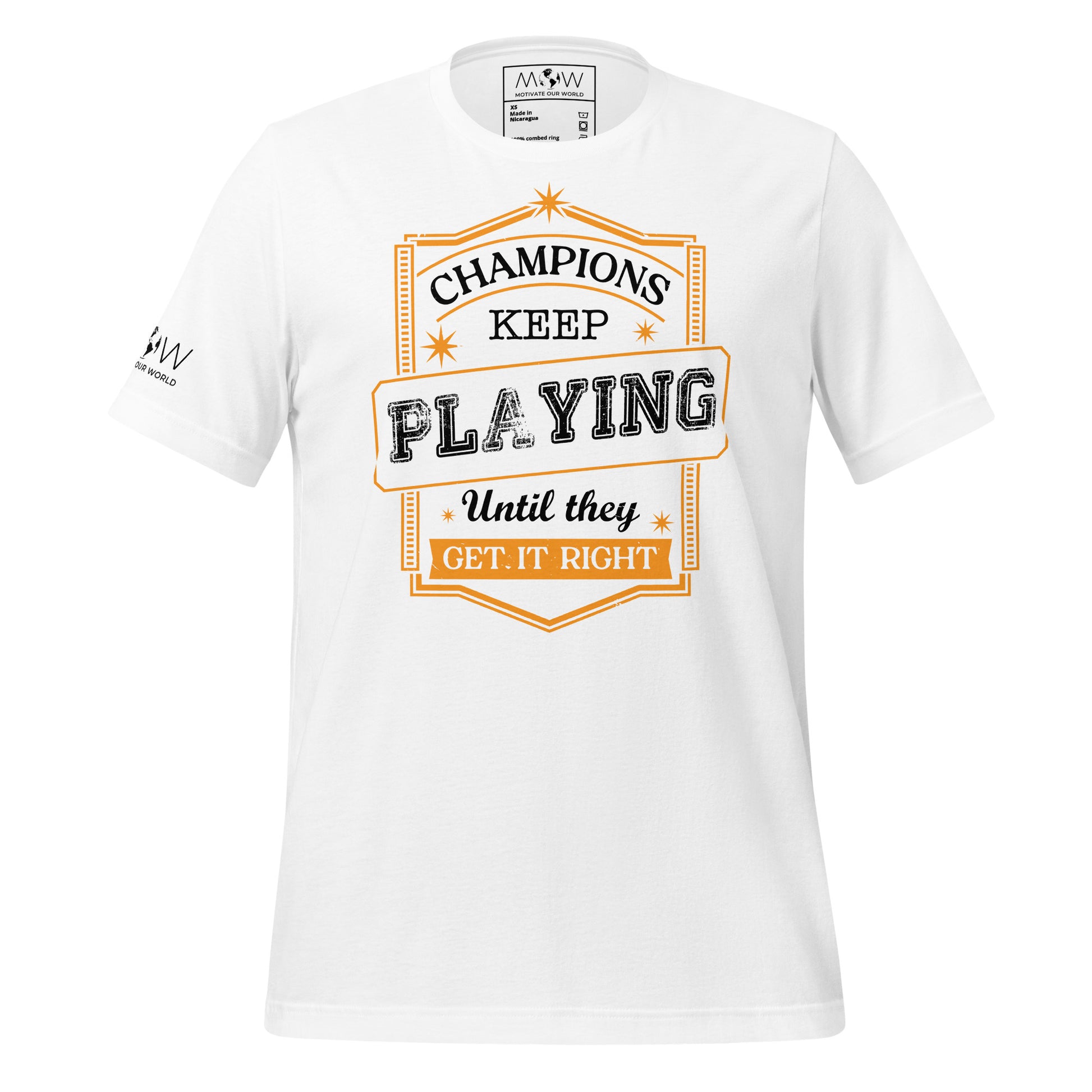 Champions Keep Playing Men's Motivational White T-Shirt