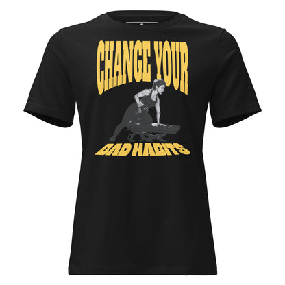 "Change Your Bad Habits – Women's Strength Edition" Black Motivational Women's T-Shirt