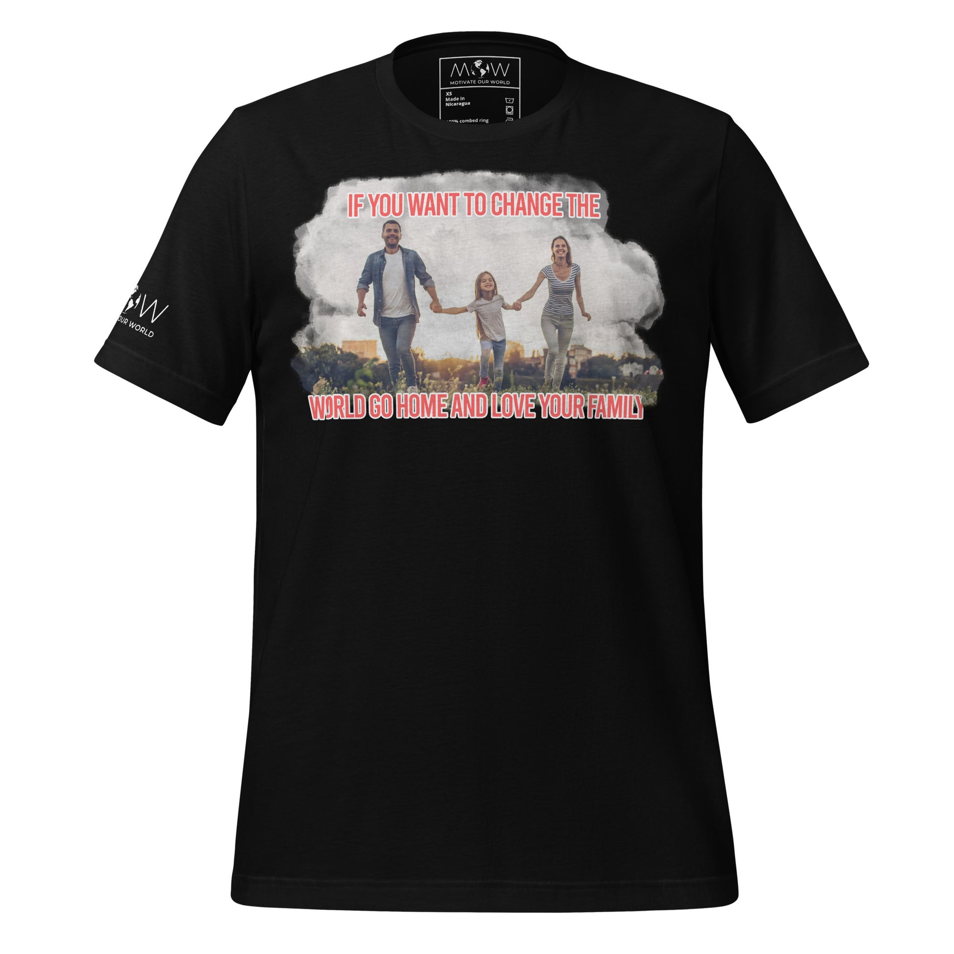 Change the World – Family First Edition Black Motivational Men's T-Shirt