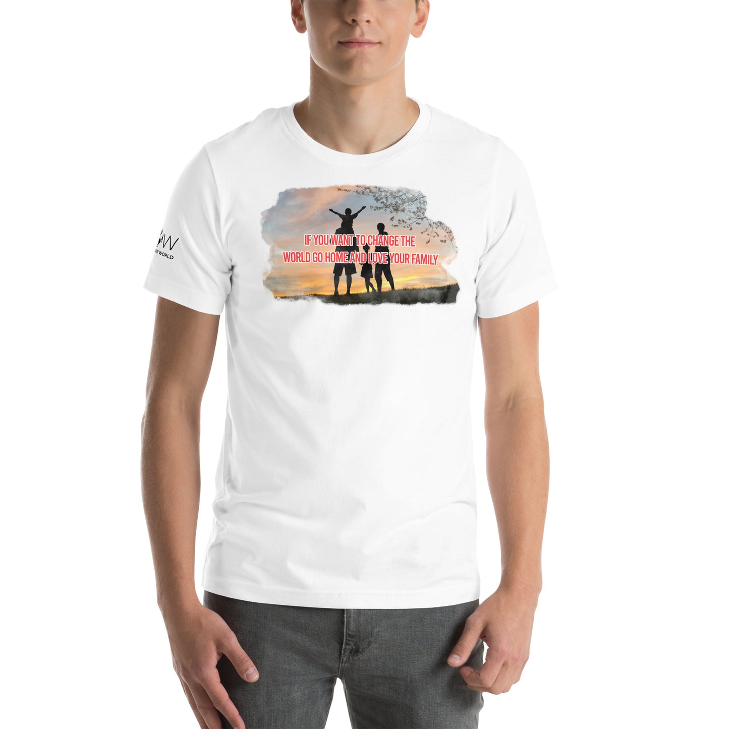 Change the World – Sunset Family Edition White Motivational Men's T-Shirt Lifestyle