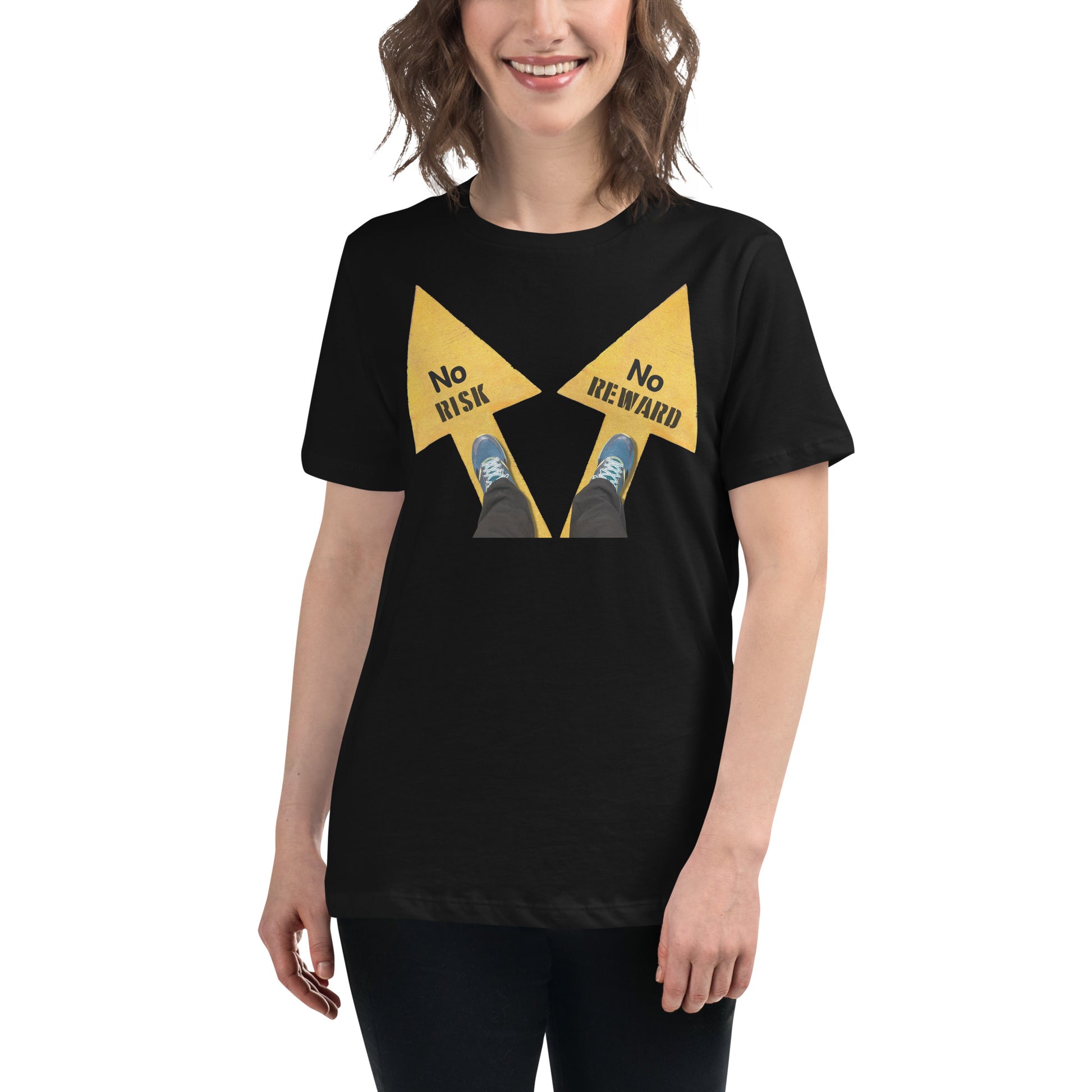 Choose Your Path - No Risk No Reward Black Motivational Women’s T-Shirt Lifestyle