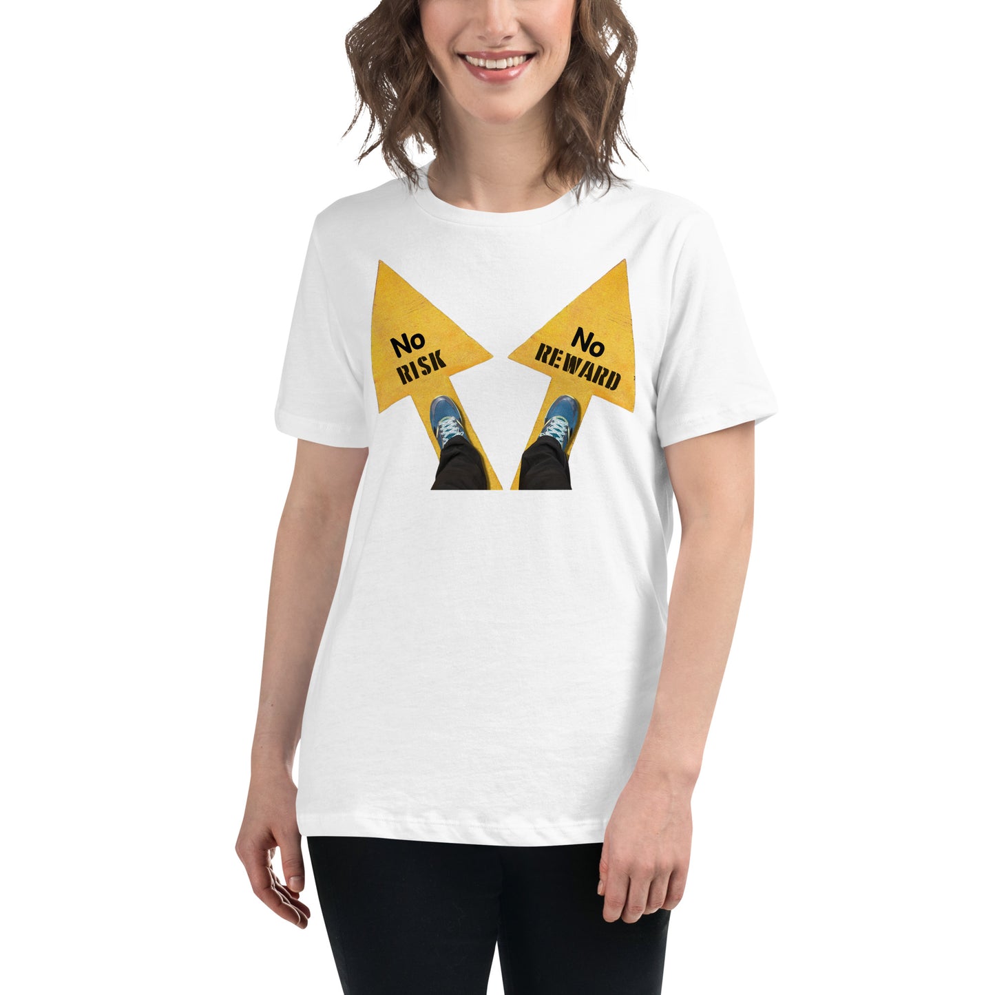 Choose Your Path - No Risk No Reward White Motivational Women’s T-Shirt Lifestyle