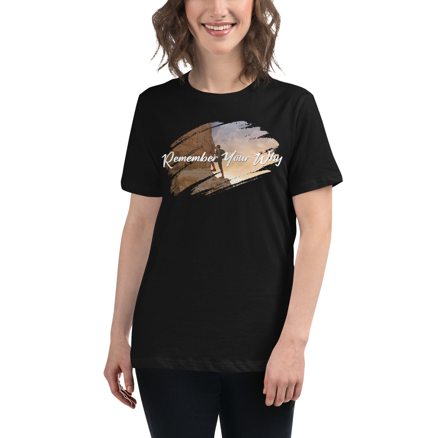 Climb Higher Black Motivational Women’s T-Shirt Lifestyle