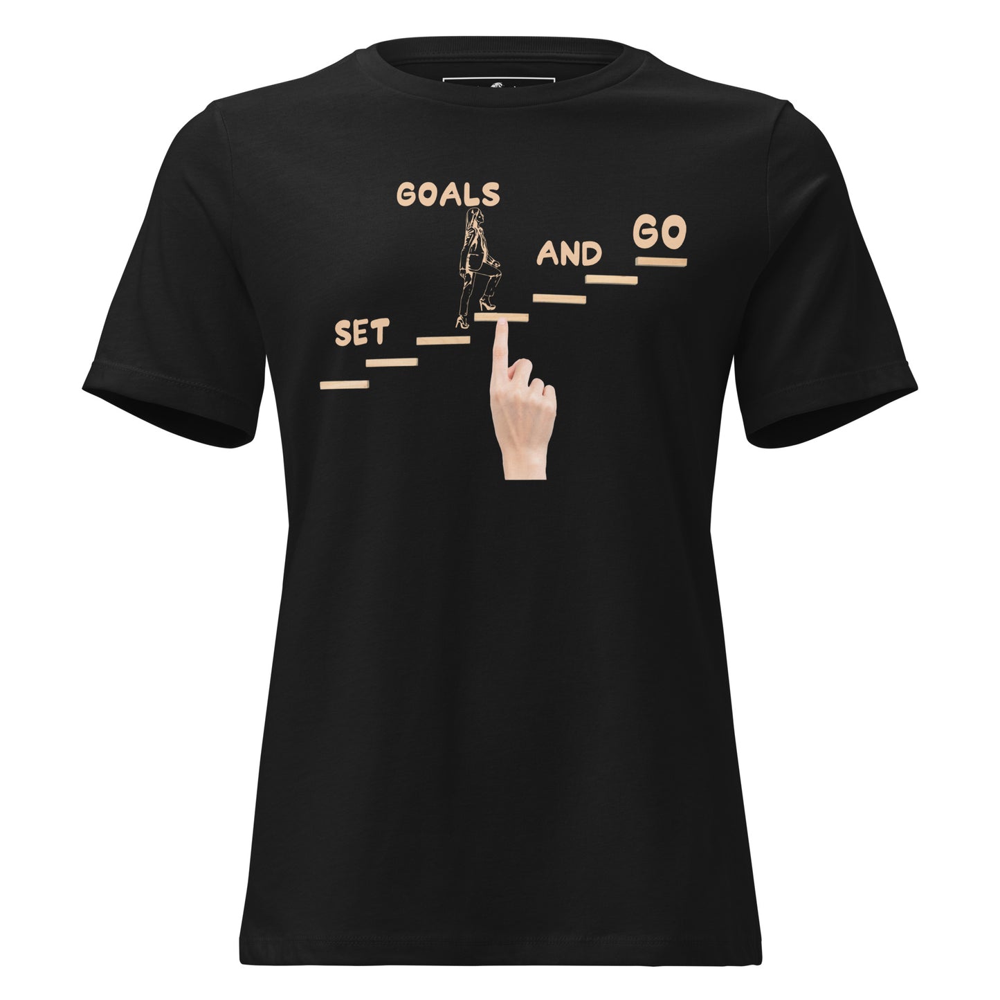 Climb the Steps Black Motivational Women’s T-Shirt