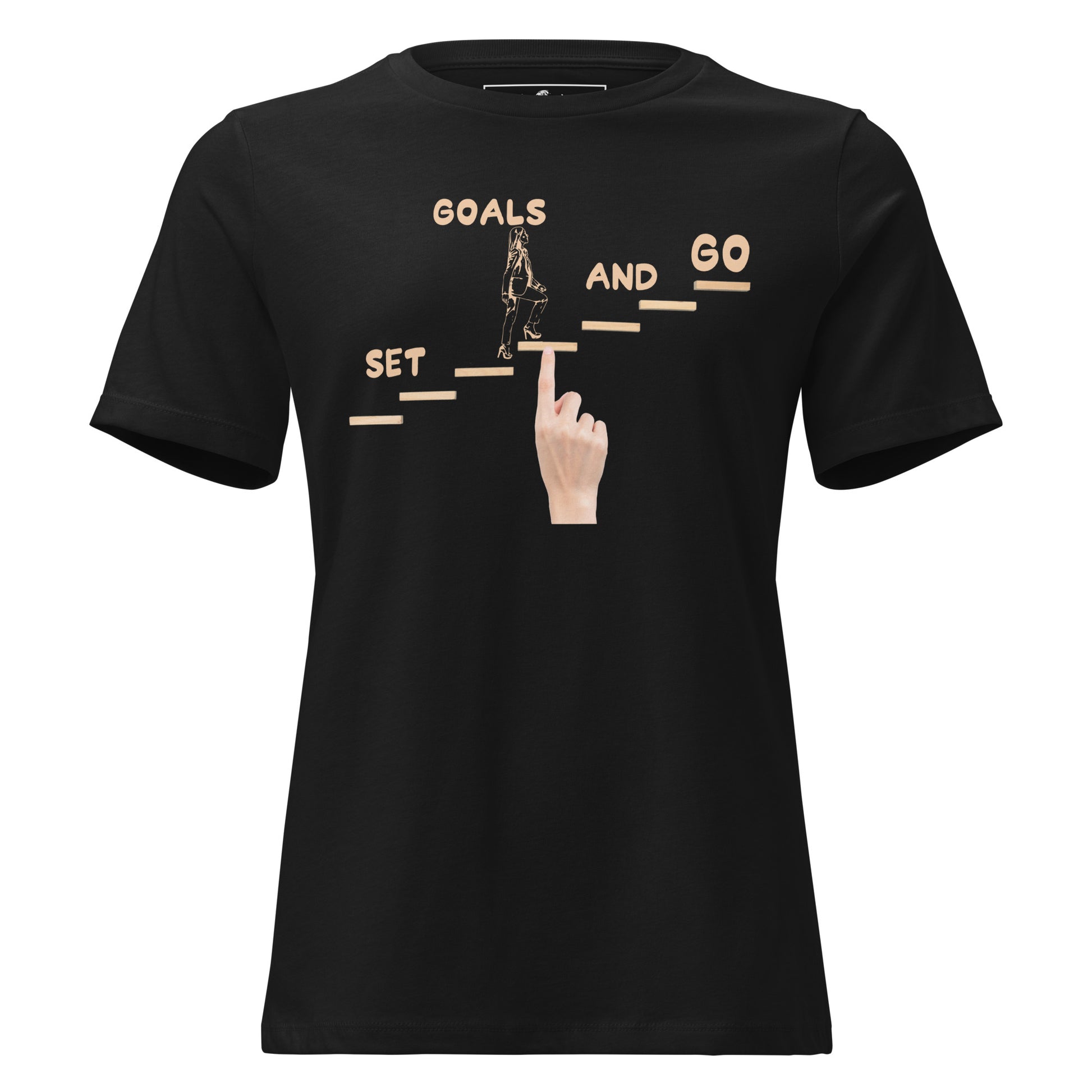 Climb the Steps Black Motivational Women’s T-Shirt