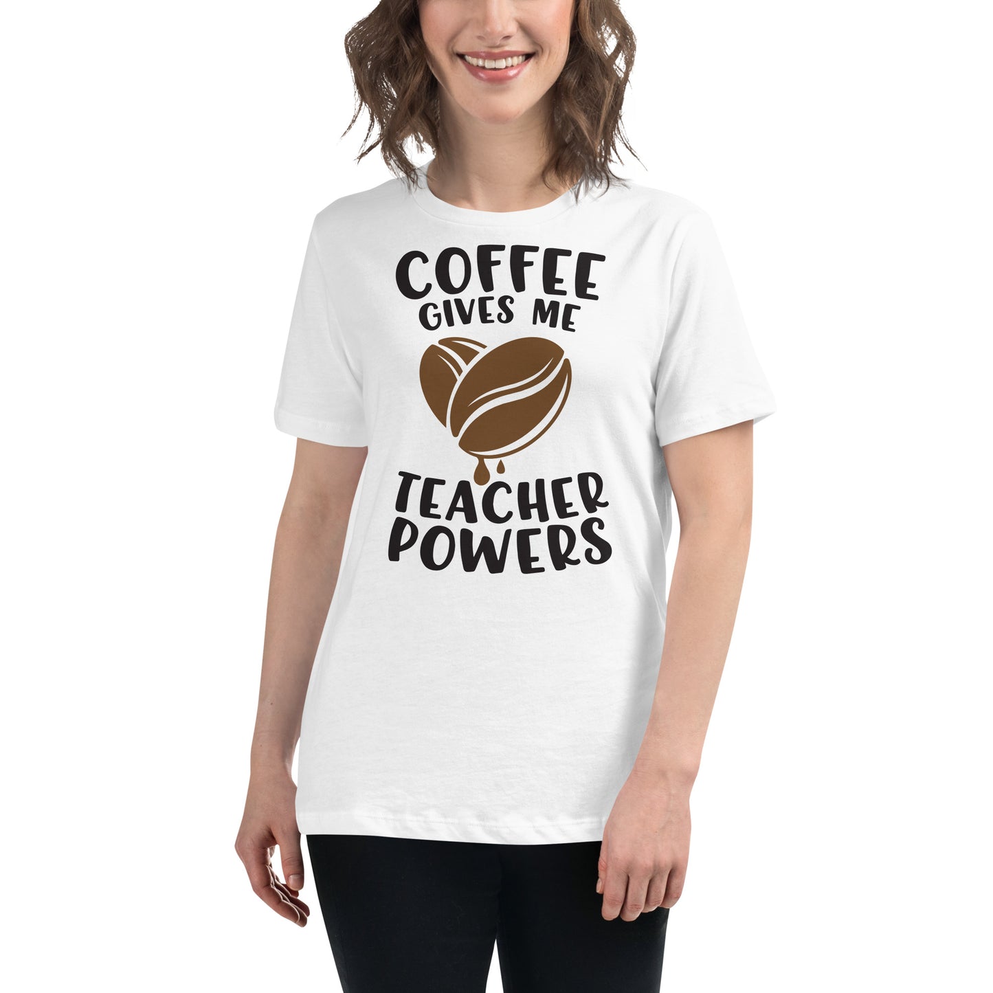 Coffee Bean - Teacher Powers White Motivational Women’s T-Shirt Lifestyle
