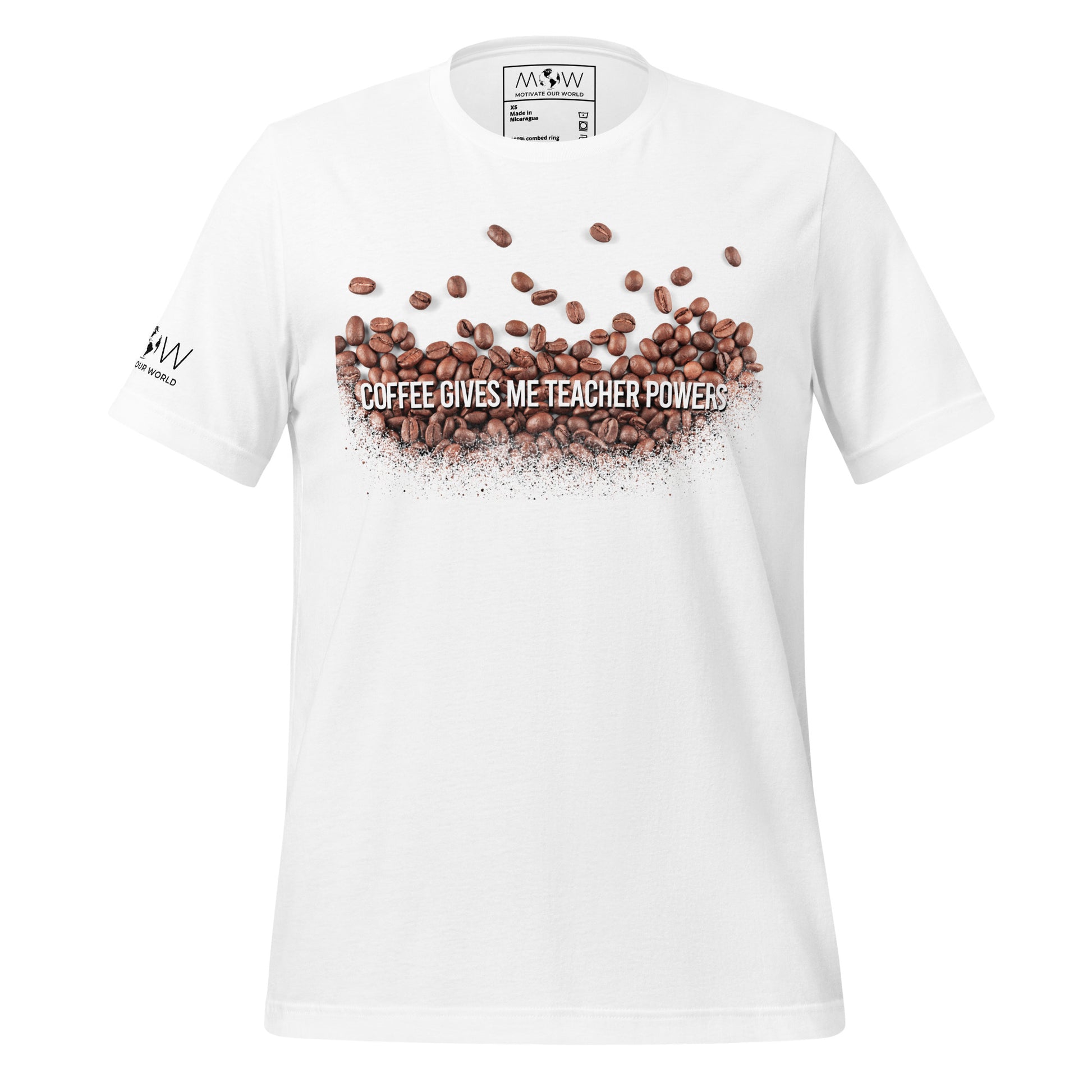 Coffee Bean Burst Teacher Powers Men's Motivational White T-Shirt
