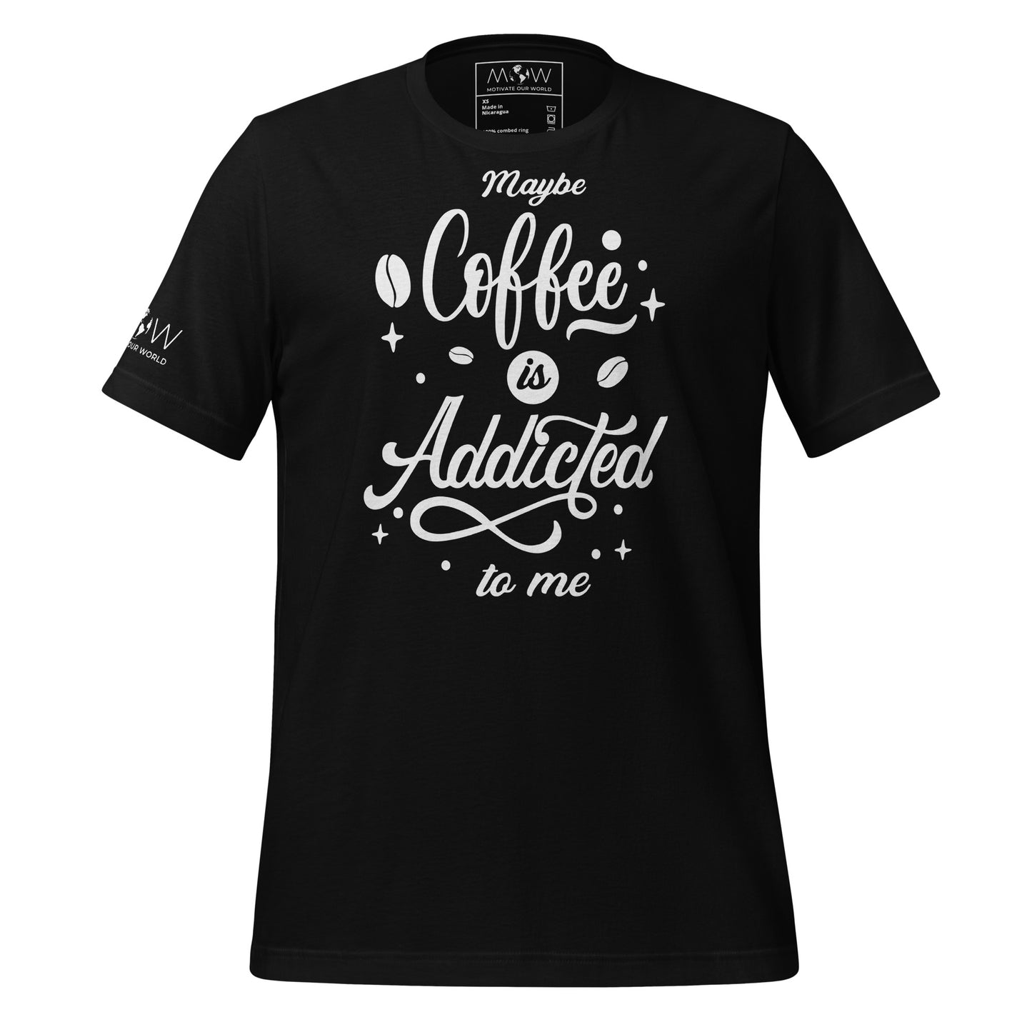 Coffee Is Addicted to Me Men's Motivational Black T-Shirt