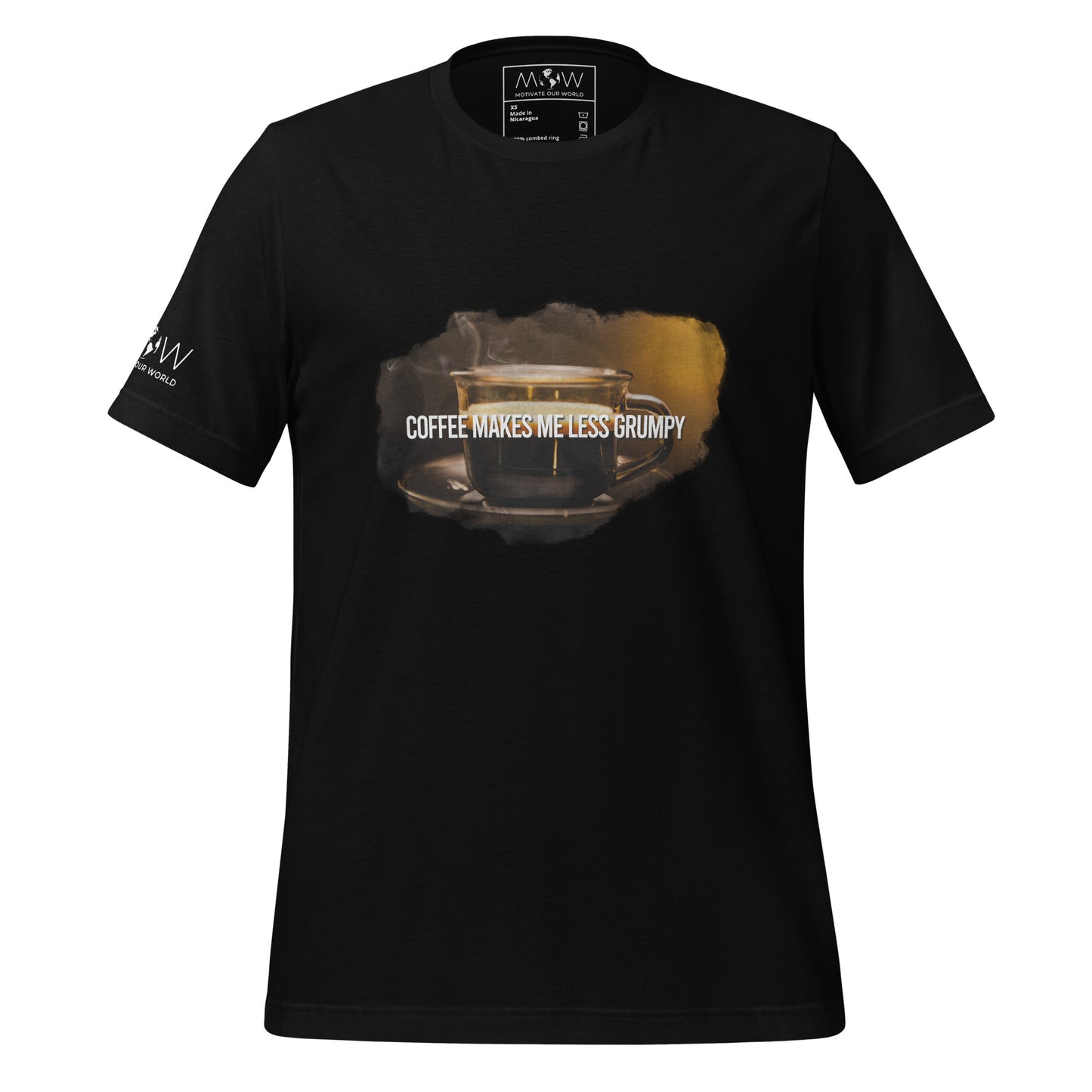 Coffee Makes Me Less Grumpy Men's Motivational Black T-Shirt