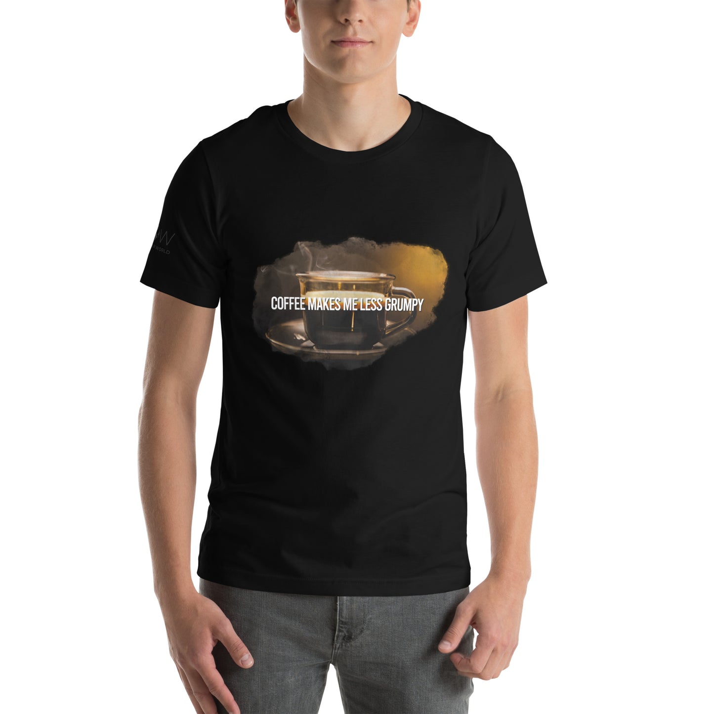 Coffee Makes Me Less Grumpy Men's Motivational Black T-Shirt