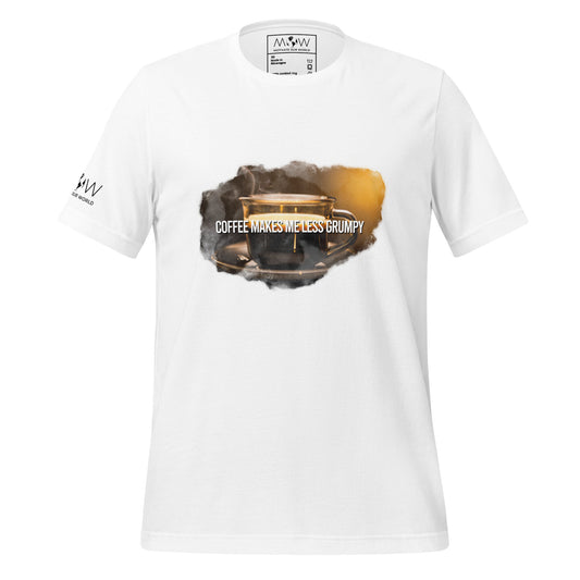 Coffee Makes Me Less Grumpy Men's Motivational White T-Shirt