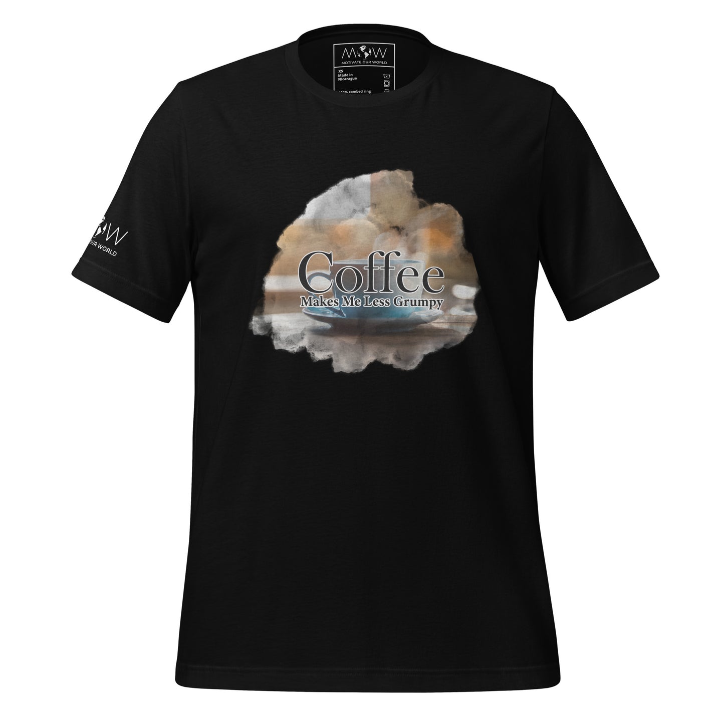 Coffee Makes Me Less Grumpy Men's Motivational Black T-Shirt