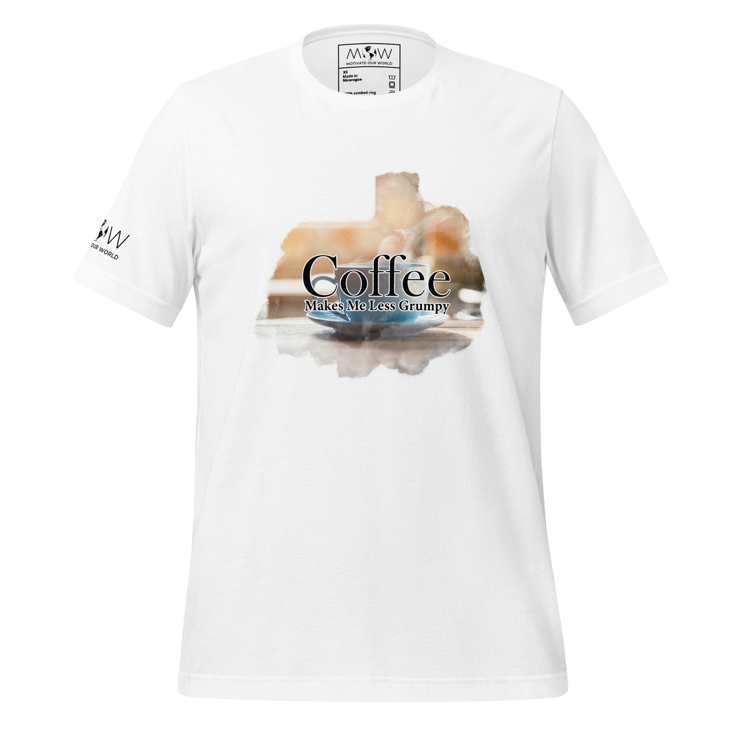 Coffee Makes Me Less Grumpy Men's Motivational White T-Shirt