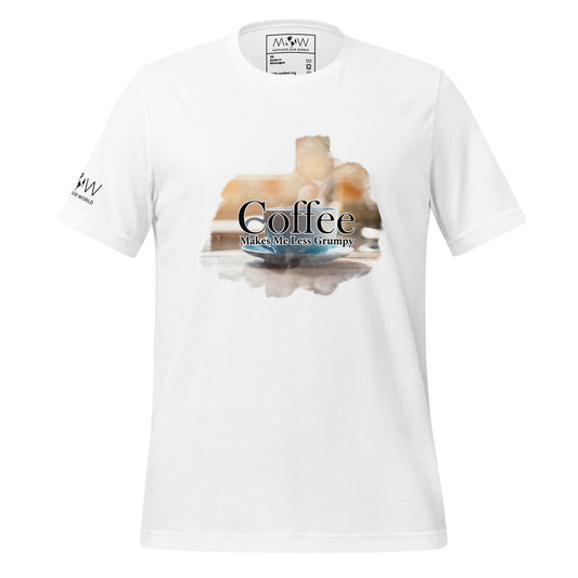 Coffee Makes Me Less Grumpy Men's Motivational White T-Shirt