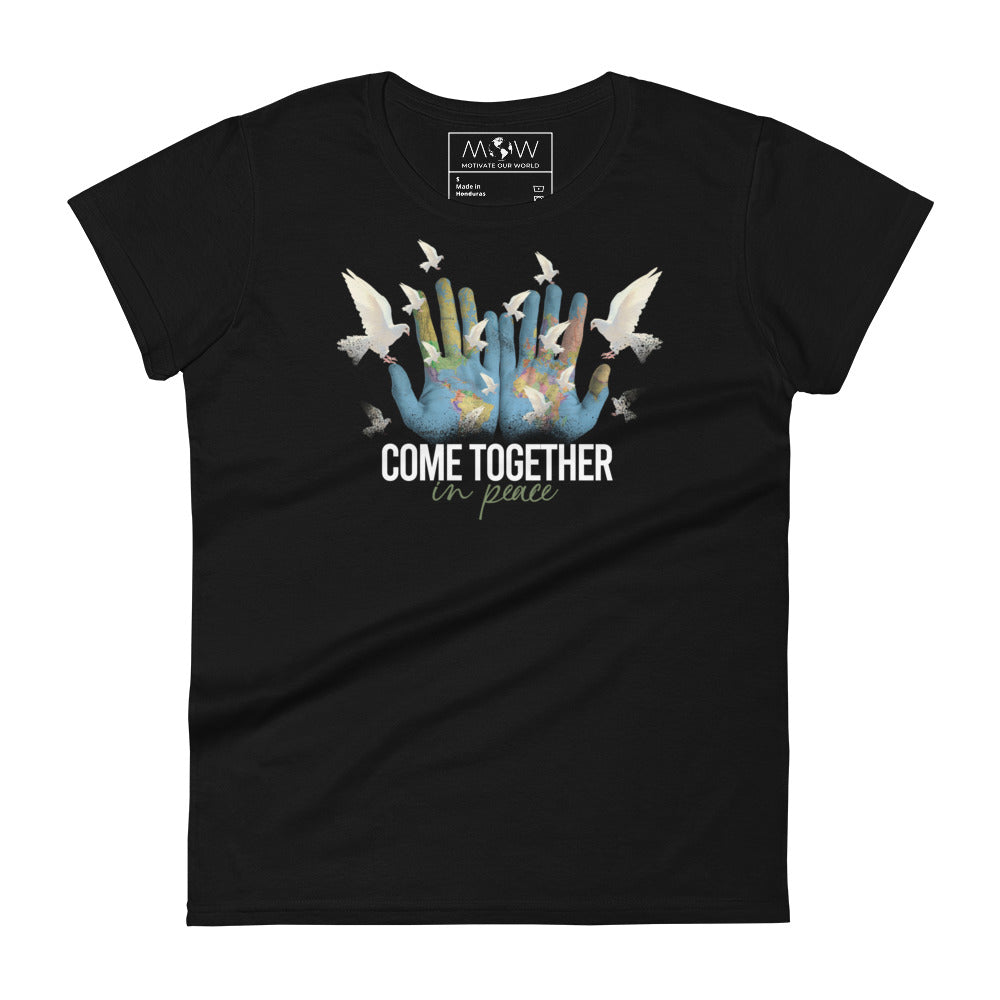 Come Together II Women’s Motivational Black T-Shirt