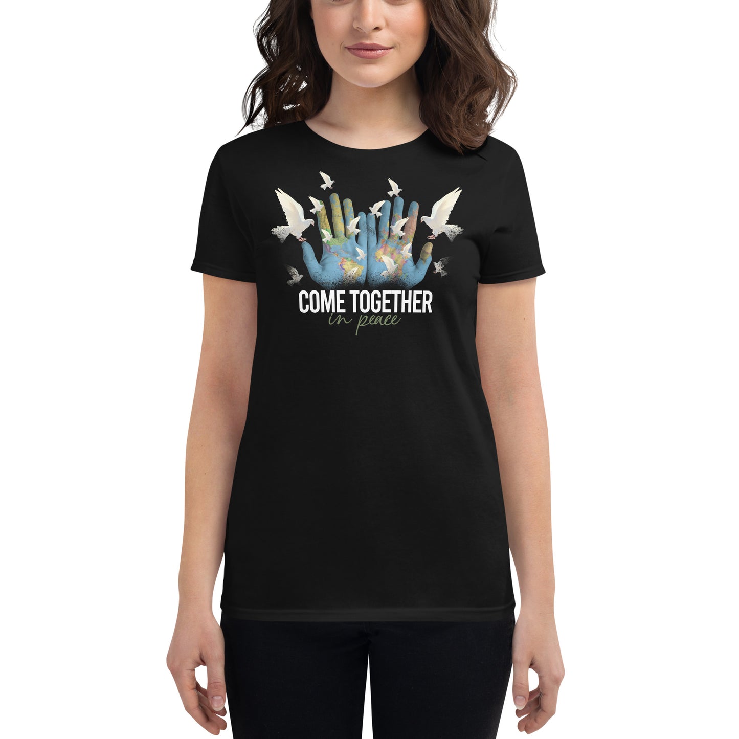 Come Together II Women’s Motivational Black T-Shirt