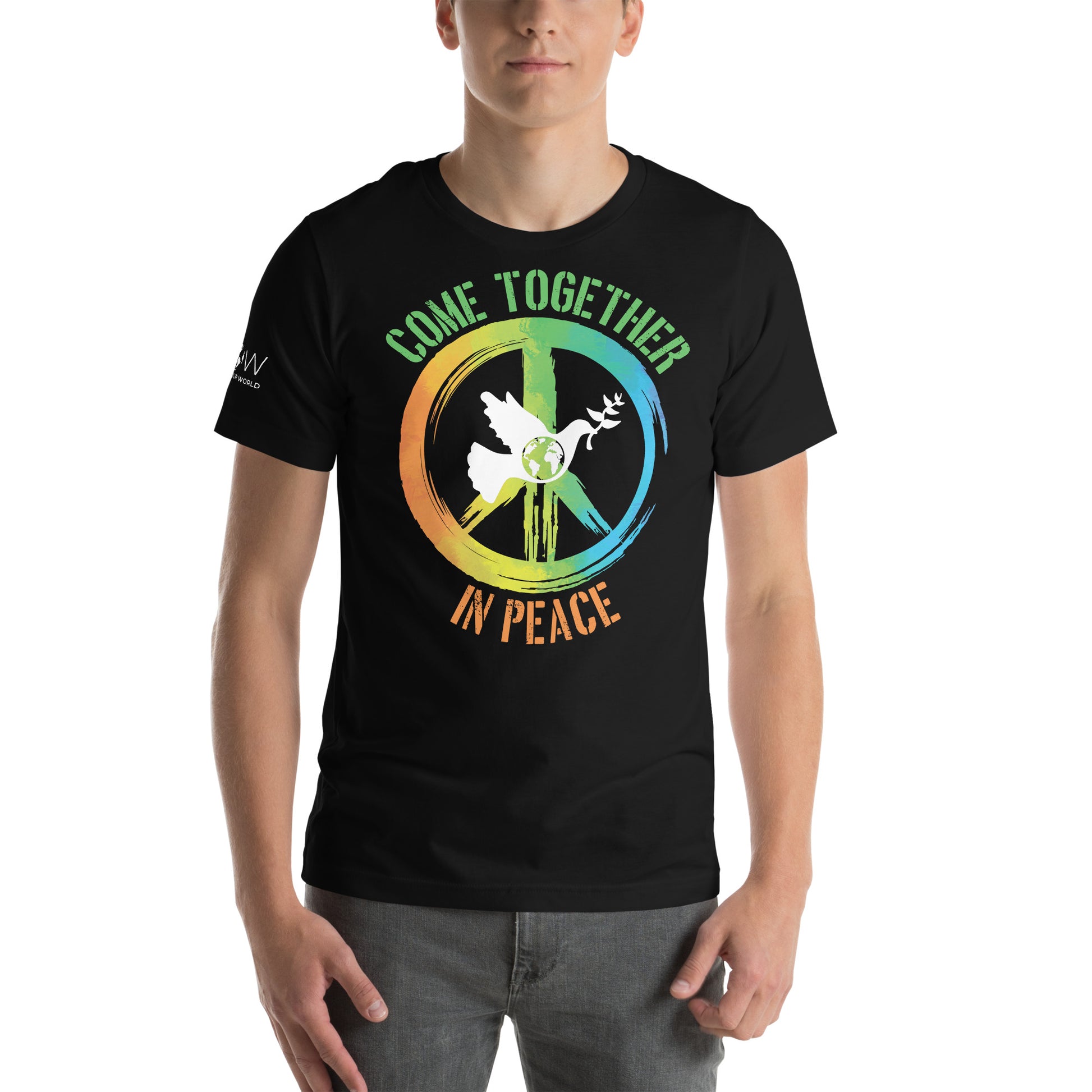 Come Together in Peace II Men's Motivational Black T-Shirt