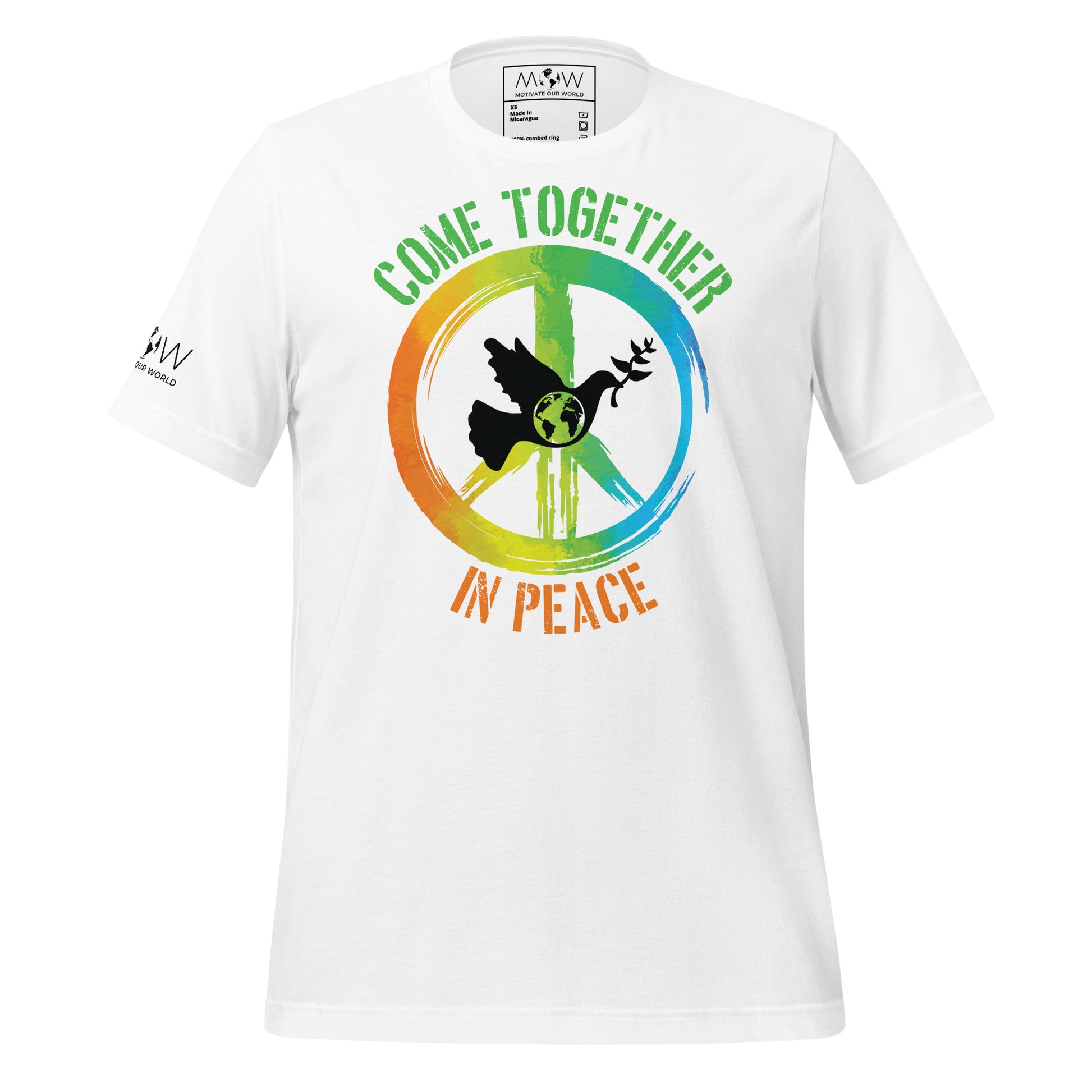 Come Together in Peace II Men's Motivational White T-Shirt