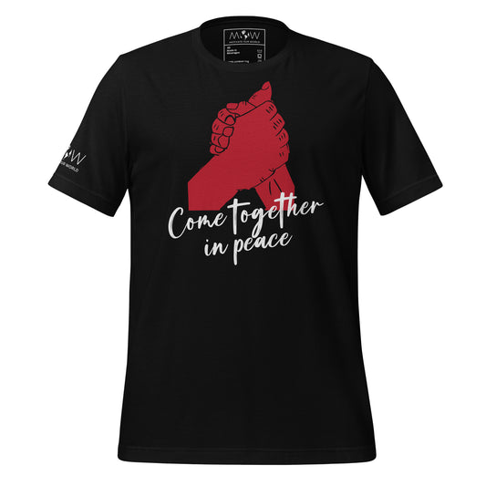 Come Together in Peace Men's Motivational Black T-Shirt