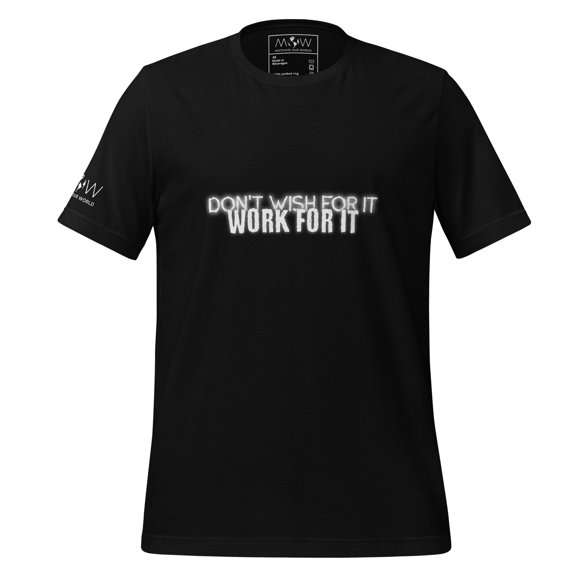 DON'T WISH FOR IT, WORK FOR IT Men's Motivational Black T-Shirt