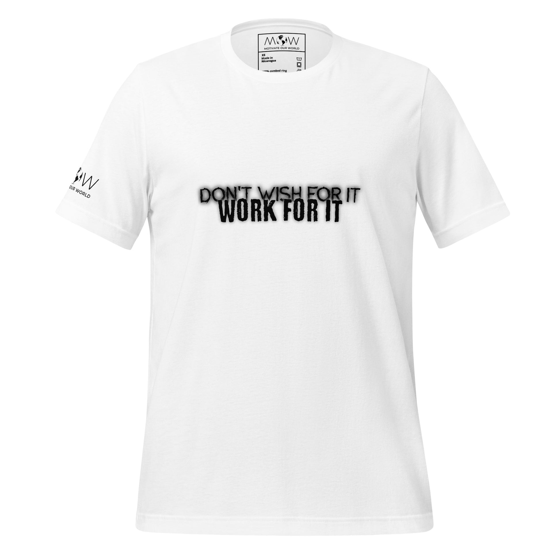 DON'T WISH FOR IT, WORK FOR IT Men's Motivational White T-Shirt