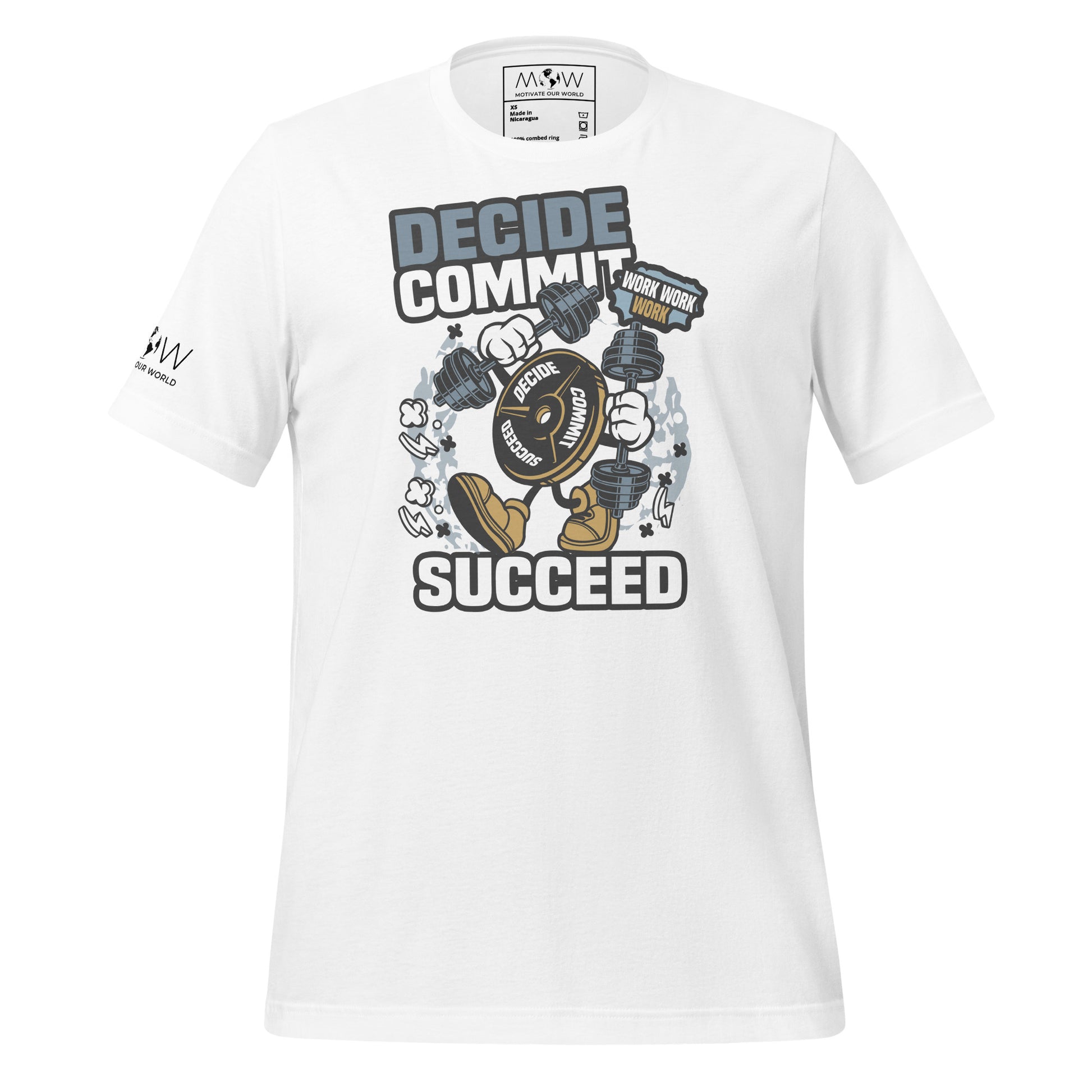 Decide Commit Succeed Men's Motivational White T-Shirt