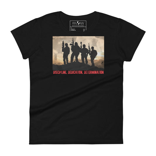 Discipline. Dedication. Determination. II Women’s Motivational Black T-Shirt