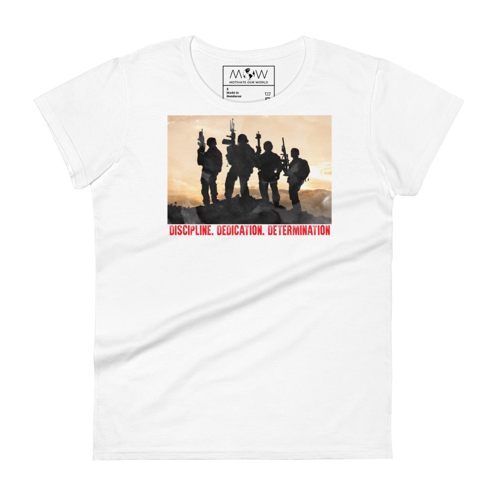 Discipline. Dedication. Determination. II Women’s Motivational White T-Shirt