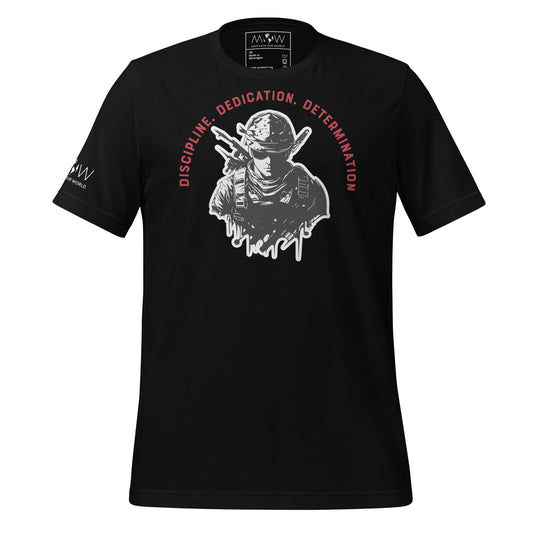 Discipline. Dedication. Determination. Men's Motivational Black T-Shirt