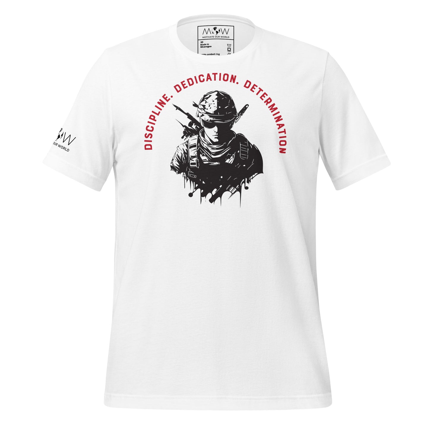 Discipline. Dedication. Determination. Men's Motivational White T-Shirt