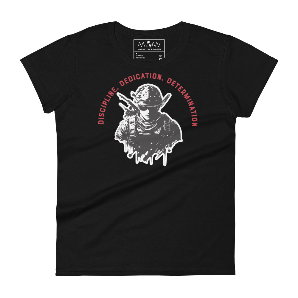Discipline. Dedication. Determination. Women’s Motivational Black T-Shirt