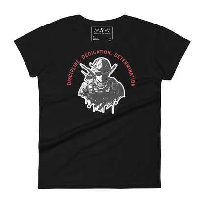 Discipline. Dedication. Determination. Women’s Motivational Black T-Shirt